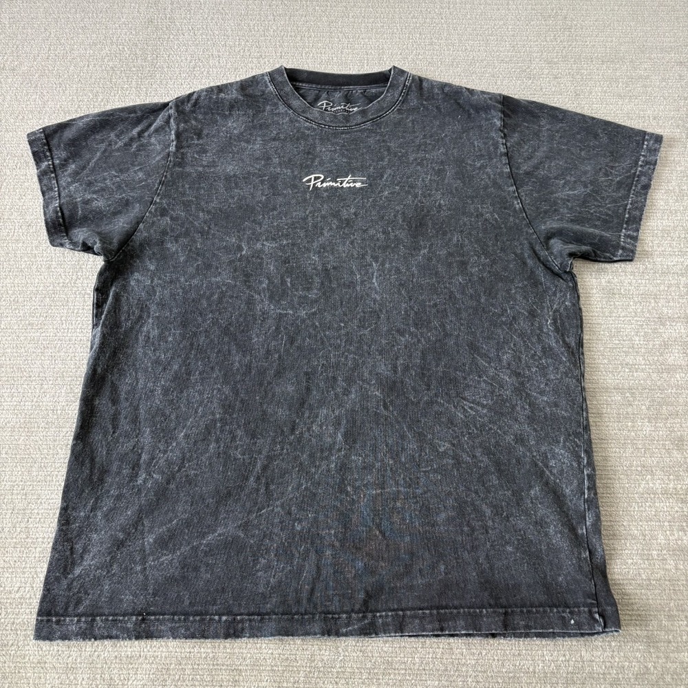 Primitive Skateboarding Shirt Mens L Black Embroidered Logo Faded Heavyweight